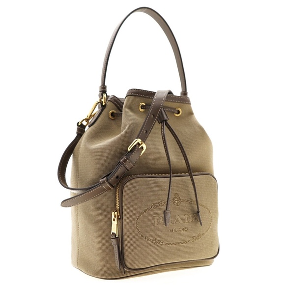 Prada Handbags - Prada Drawstring Bucket Shoulder Bag Jacquard New